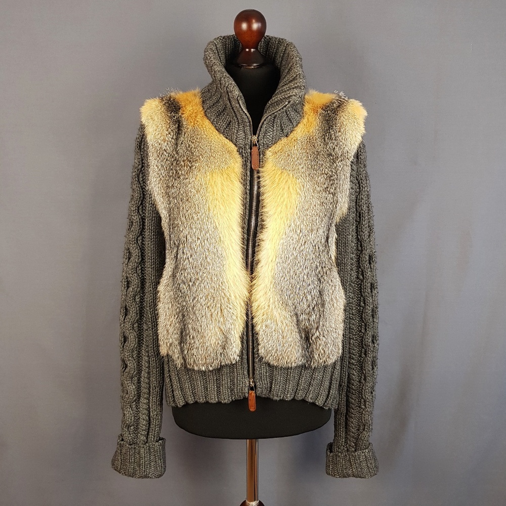 Gucci Wool Fox Fur Knitted Cardigan Womens M